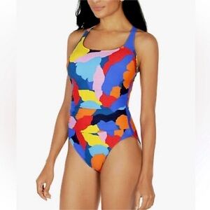 NWT Nautica Women’s Shirred One Piece Brightly Colored Swimsuit Size X-Small